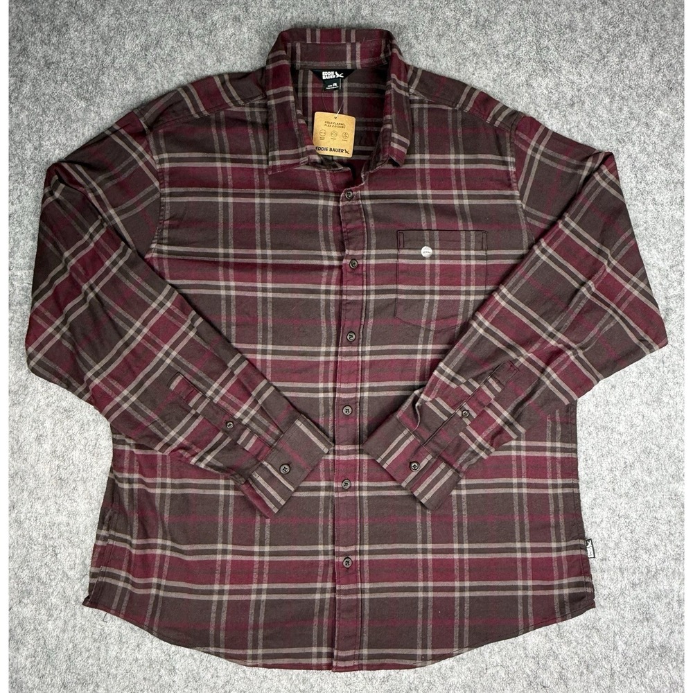 Eddie Bauer NWT Field Flannel Button Front Shirt Mens XXL Stretch $55 MSRP